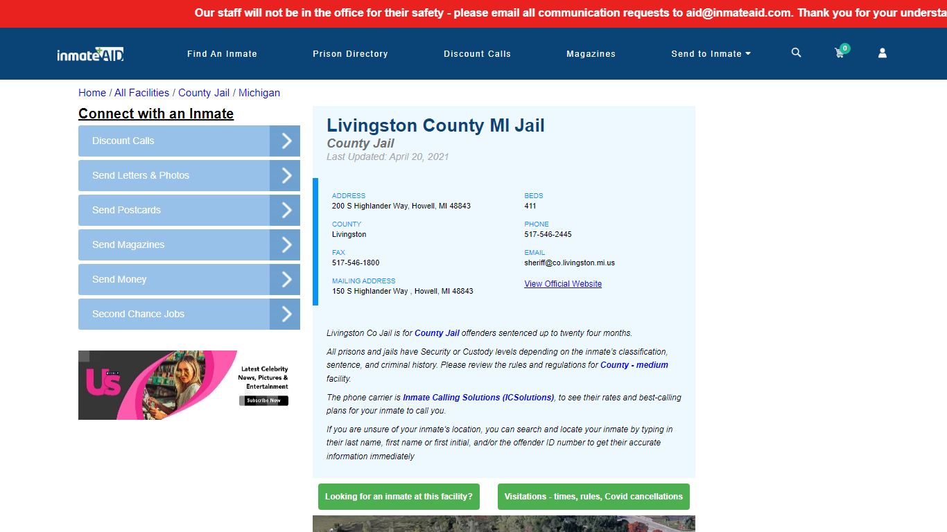 Livingston County MI Jail - Inmate Locator - Howell, MI